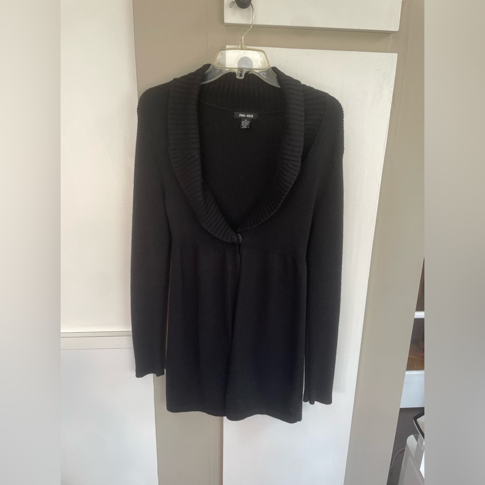 SPRING + MERCER WOMENS BLACK SWEATER CARDIGAN SIZE MEDIUM